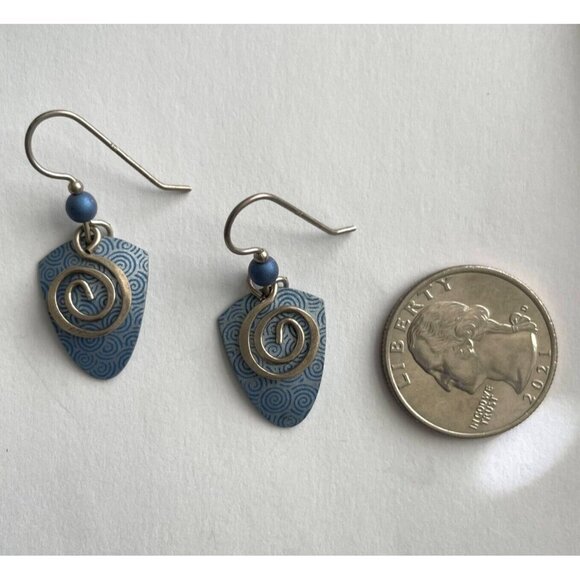 925 Sterling Silver Spiral Dangle Drop Earrings Hook Closure - Picture 4 of 5